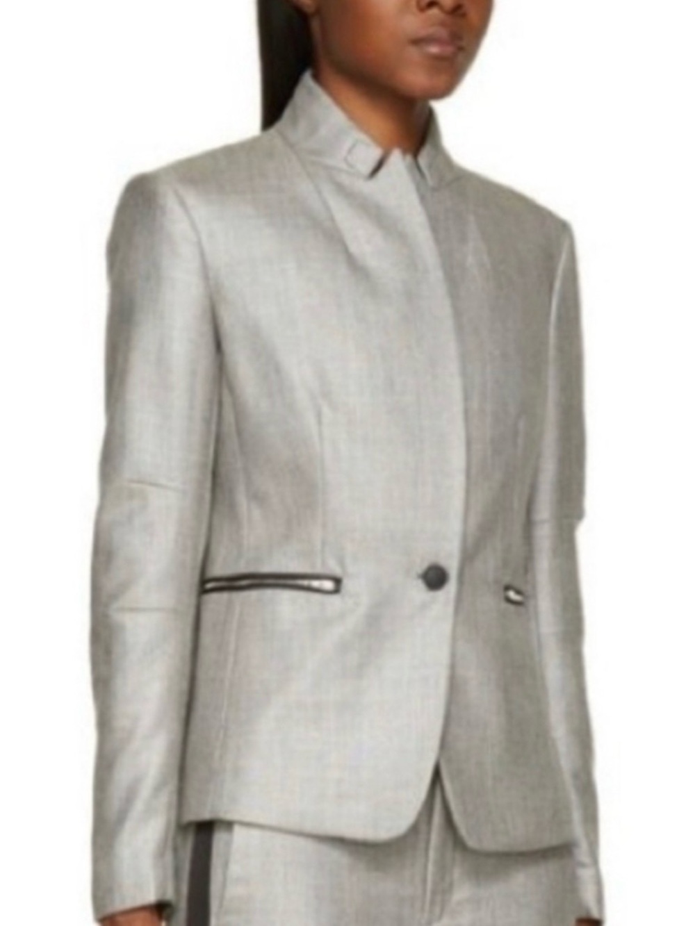Rag & Bone Alpine Moto Blazer with Zip Sleeves Silver Gray Size 6 Wool Blend